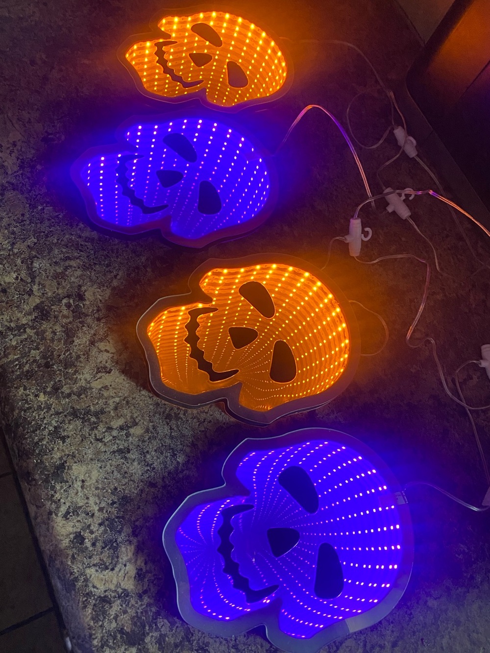 LED Pumpkin Skull Party Lights - Orange & Purple Halloween Décor
